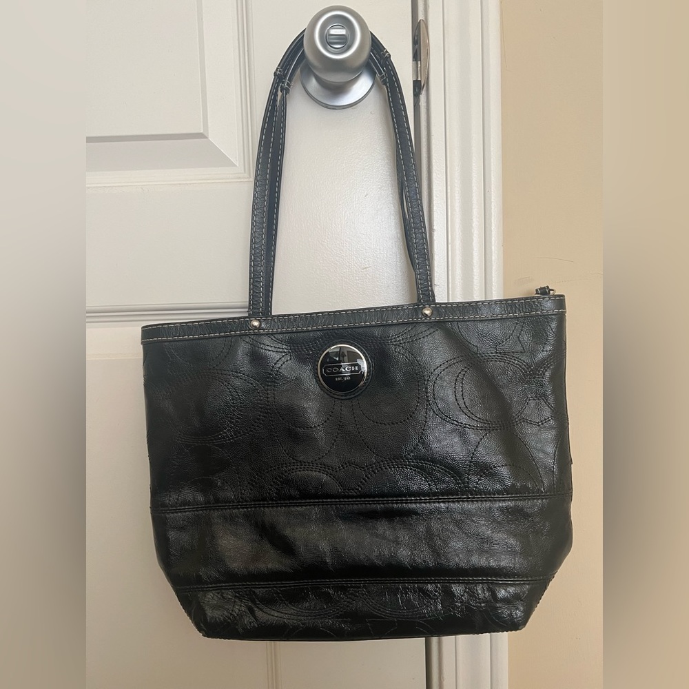 Black Patent Leather Coach Purse